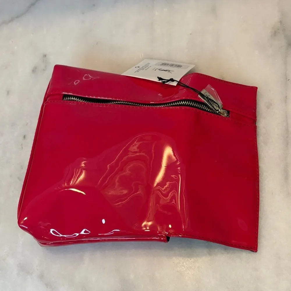 Yves Saint Laurent Purse Vibrant Red Patent Leather Clutch Cosmetic Bag NWT - Picture 14 of 15